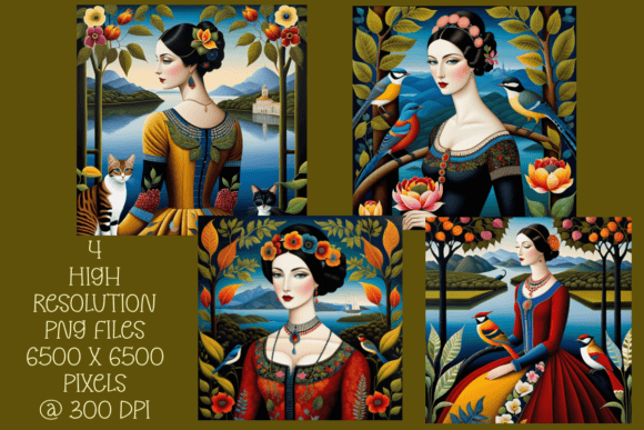 Download Women Folklore Portraits Set of 4 - Premium Resources